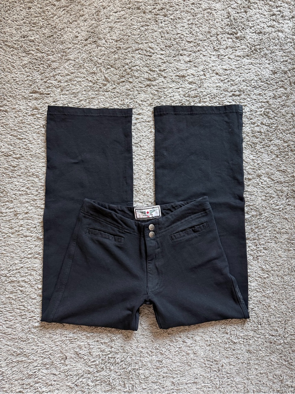 Hard Tail Black Straight Leg Low Rise Pants